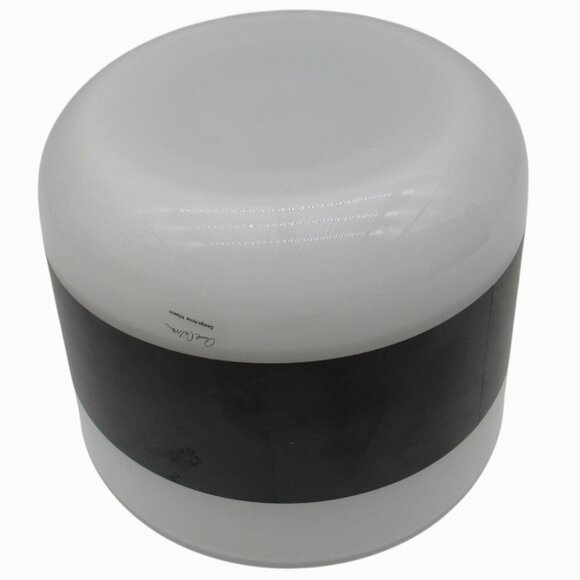 ANNE NILSSON Kosta Boda Glass Bowl Vase White with Black Band Sweden Vintage - Picture 10 of 10